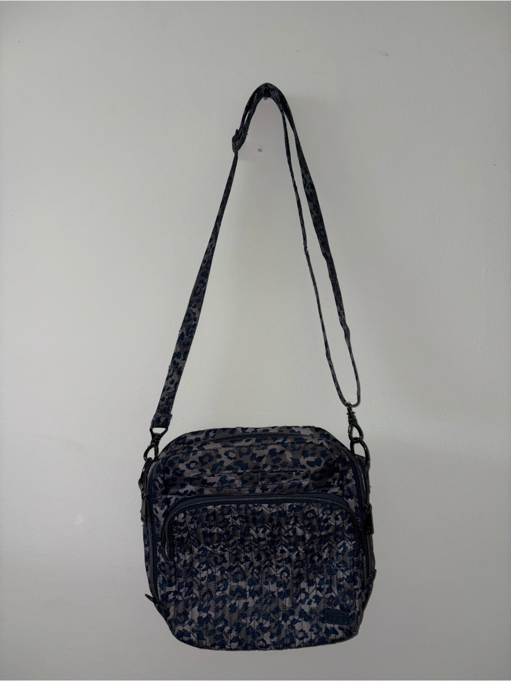 lug Ranger Navy and Grey leopard Quilted Crossbody Bag